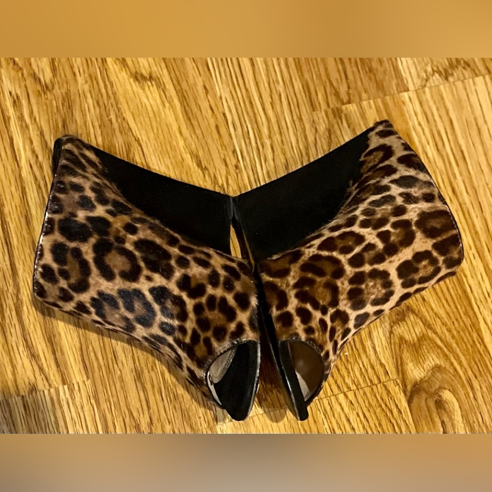 Prada Leopard - Print Dyed Calf Wedge Slides Size 37/7 - Picture 10 of 13